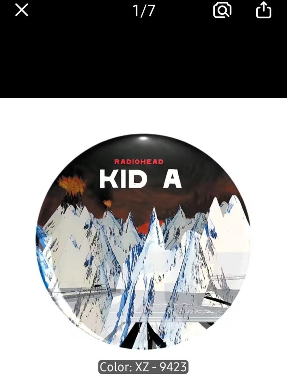 Kid A Round Button Pin - Radiohead